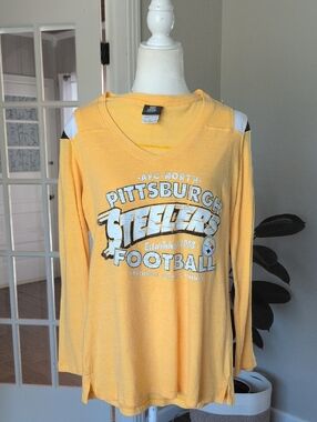 Vintage Y2K Pittsburgh Steelers Yellow Long Sleeve Football Tee Large